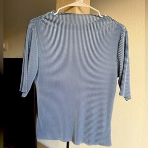 Mock/ Boat Neck Ribbed Top